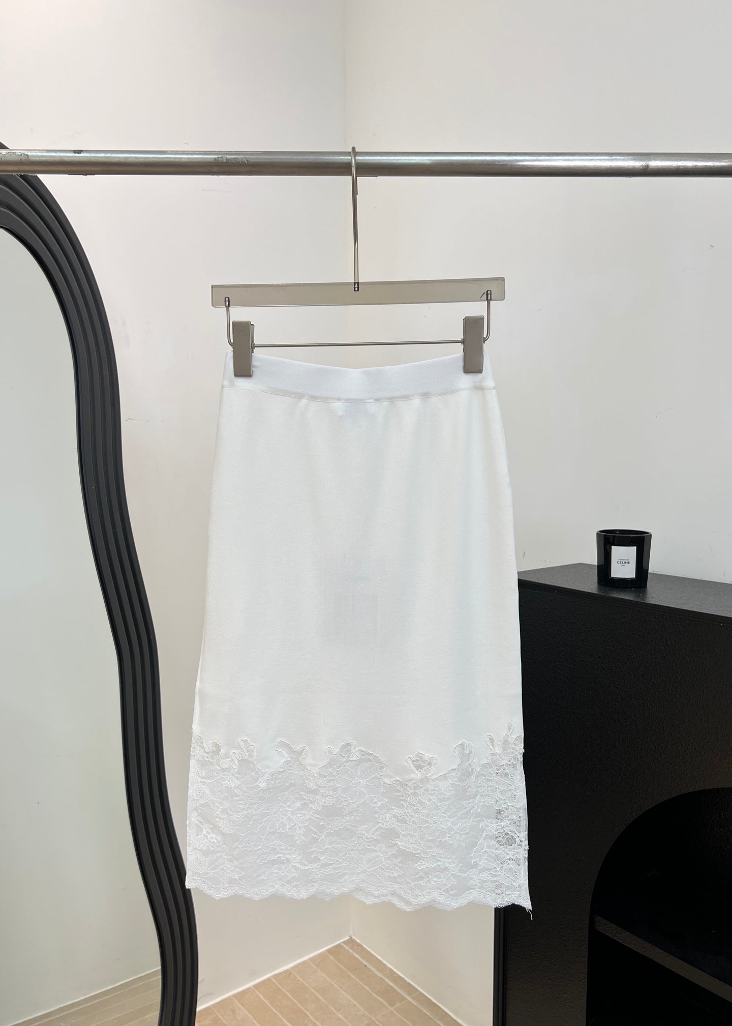 CHANEL 26S LACE HEM MIDI SKIRT 1314