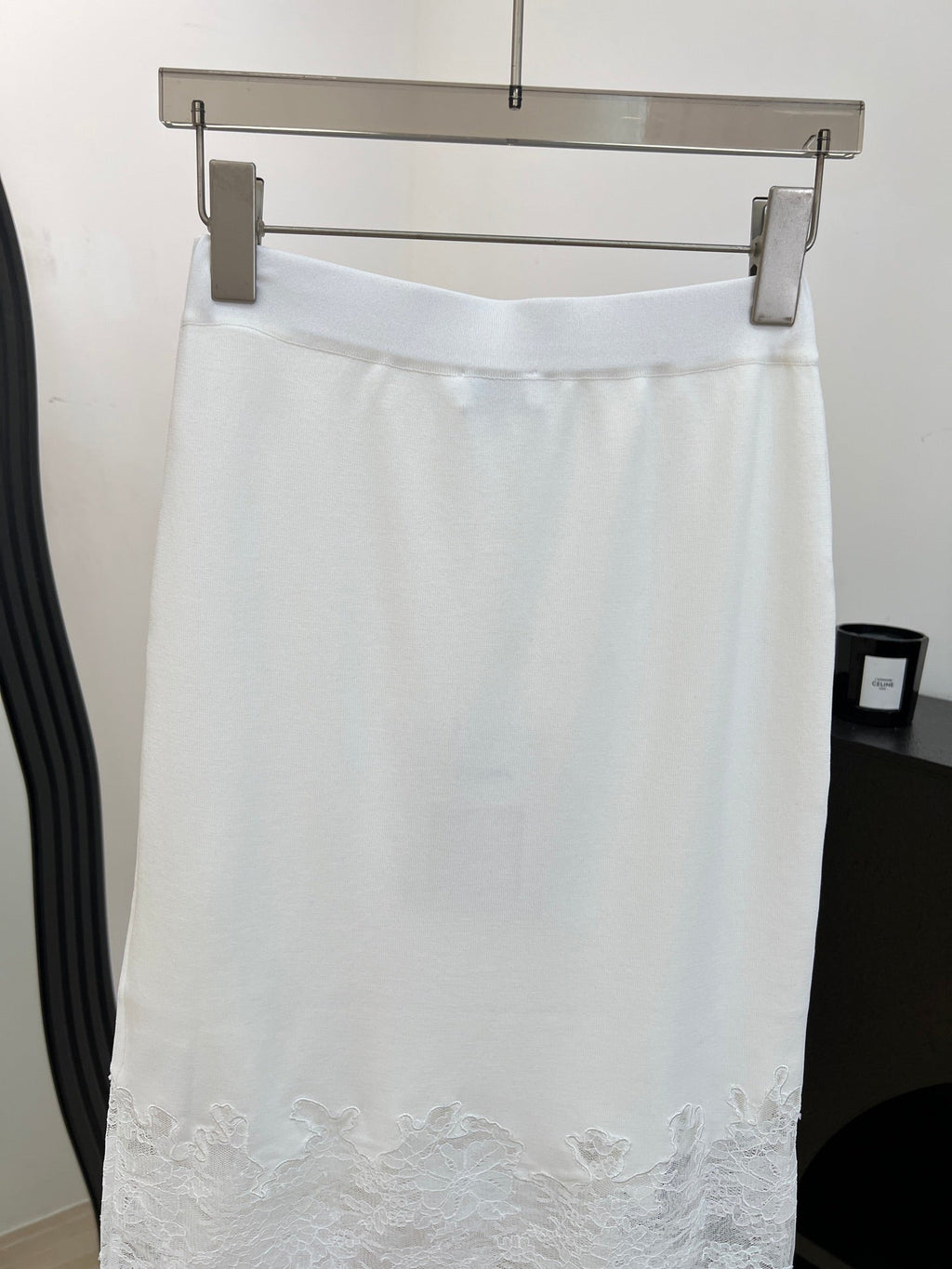 CHANEL 26S LACE HEM MIDI SKIRT 1314