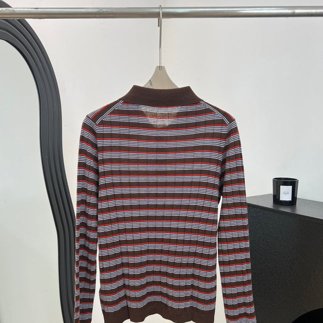 PRADA 26S LONG-SLEEVE KNIT POLO SHIRT 1073