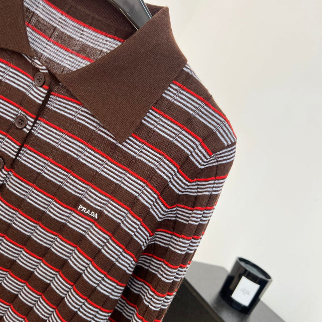 PRADA 26S LONG-SLEEVE KNIT POLO SHIRT 1073