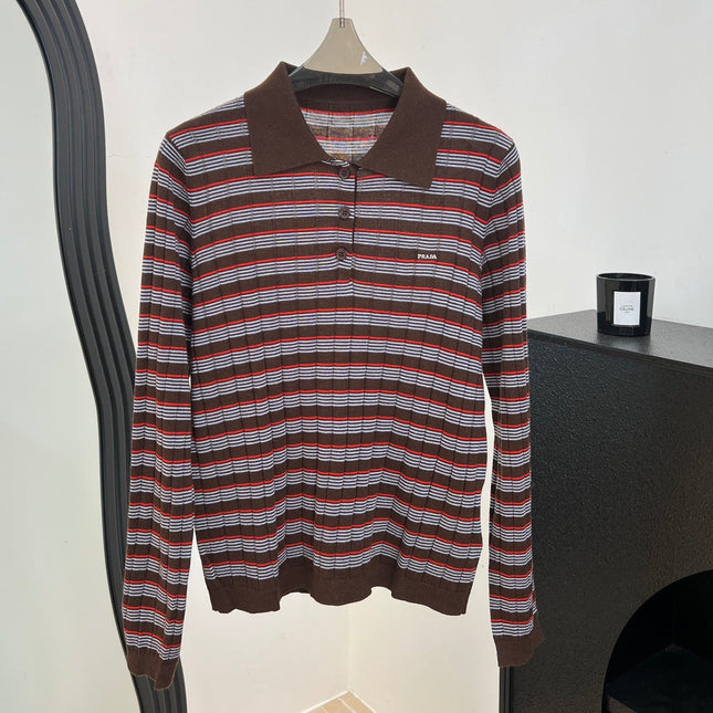 PRADA 26S LONG-SLEEVE KNIT POLO SHIRT 1073