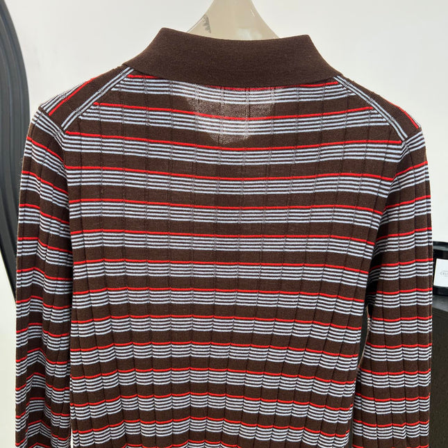 PRADA 26S LONG-SLEEVE KNIT POLO SHIRT 1073
