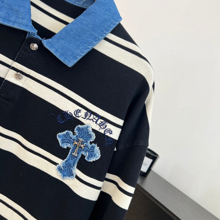 CHROME HEARTS 26S LONG-SLEEVE STRIPED POLO SHIRT 082
