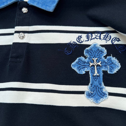 CHROME HEARTS 26S LONG-SLEEVE STRIPED POLO SHIRT 082