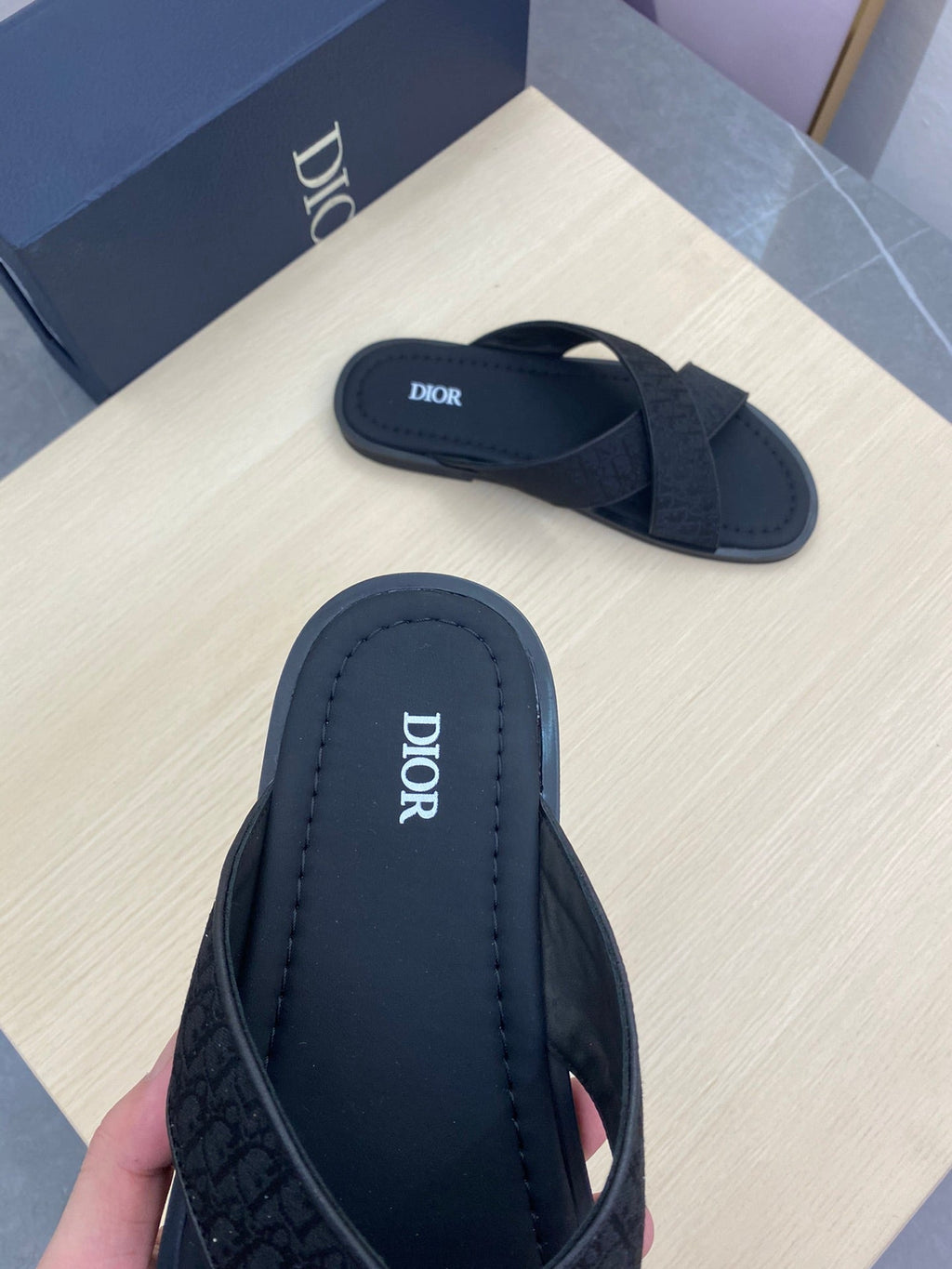 CD ALIAS SANDAL BLACK MONOGRAM JACQUARD