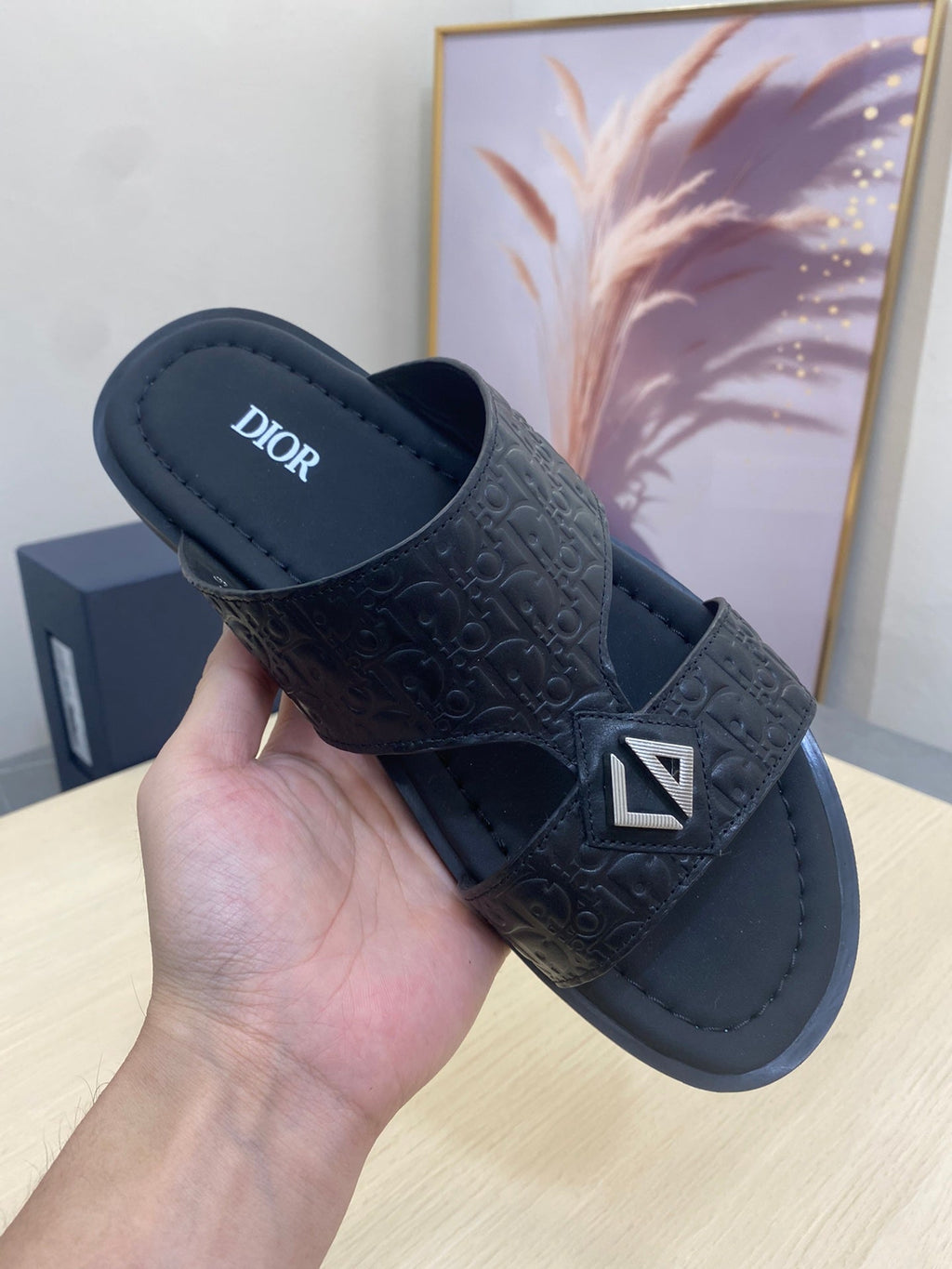 CD ALIDAS CROSS SANDAL BLACK MONOGRAM CALFSKIN