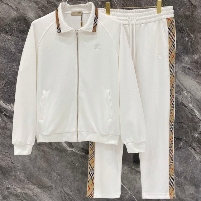 BURBERRY 26S CHECK-TRIM ZIP-UP TRACKSUIT 486