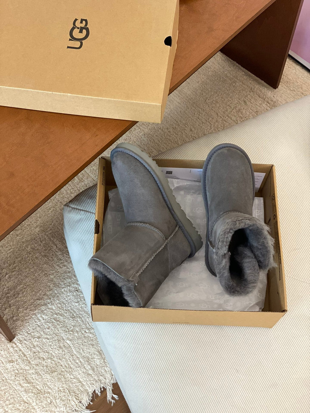 CLASSIC BAILEY BOOTS WITH BUTTONS IN SMOKE GRAY SUEDE AND WOOL LINED