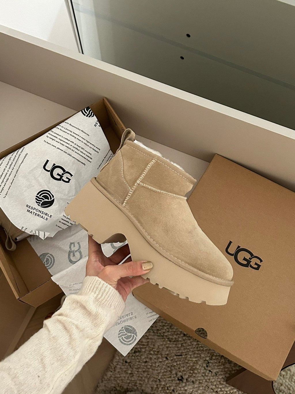 CLASSIC ULTRA MINI PLATFORM IN TORTILLA BROWN SUEDE
