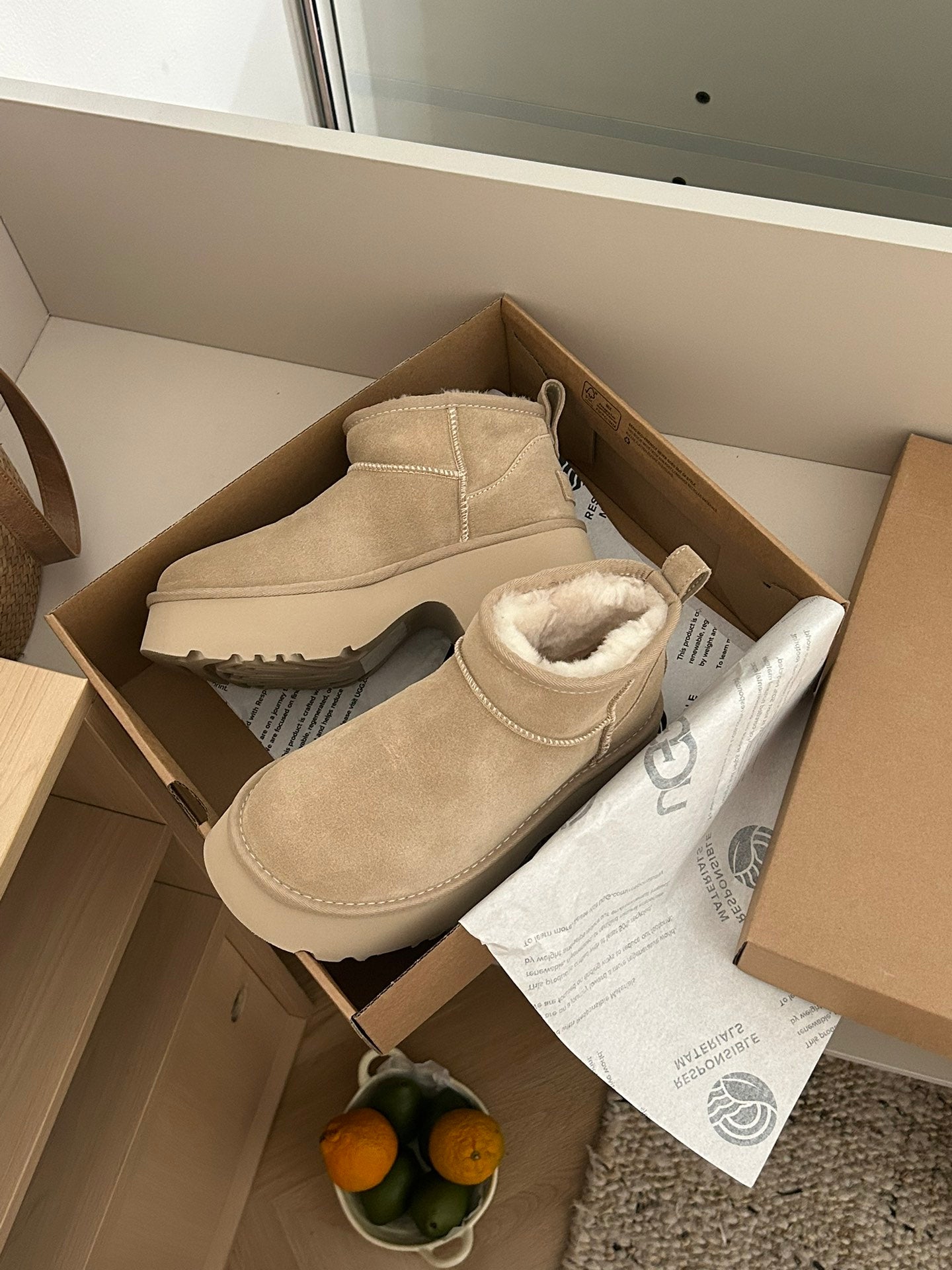 CLASSIC ULTRA MINI PLATFORM IN TORTILLA BROWN SUEDE