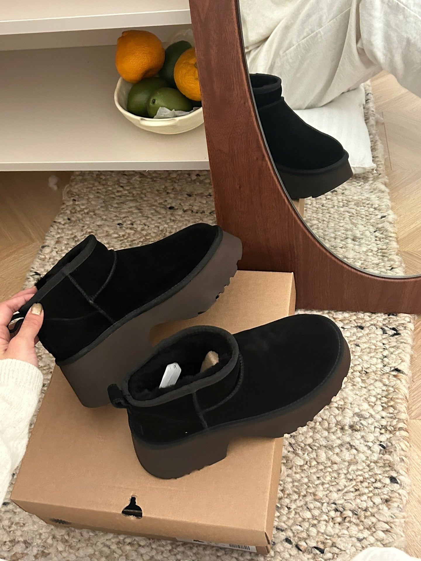 CLASSIC ULTRA MINI PLATFORM IN BLACK MIX CHOCOLATE BROWN SUEDE