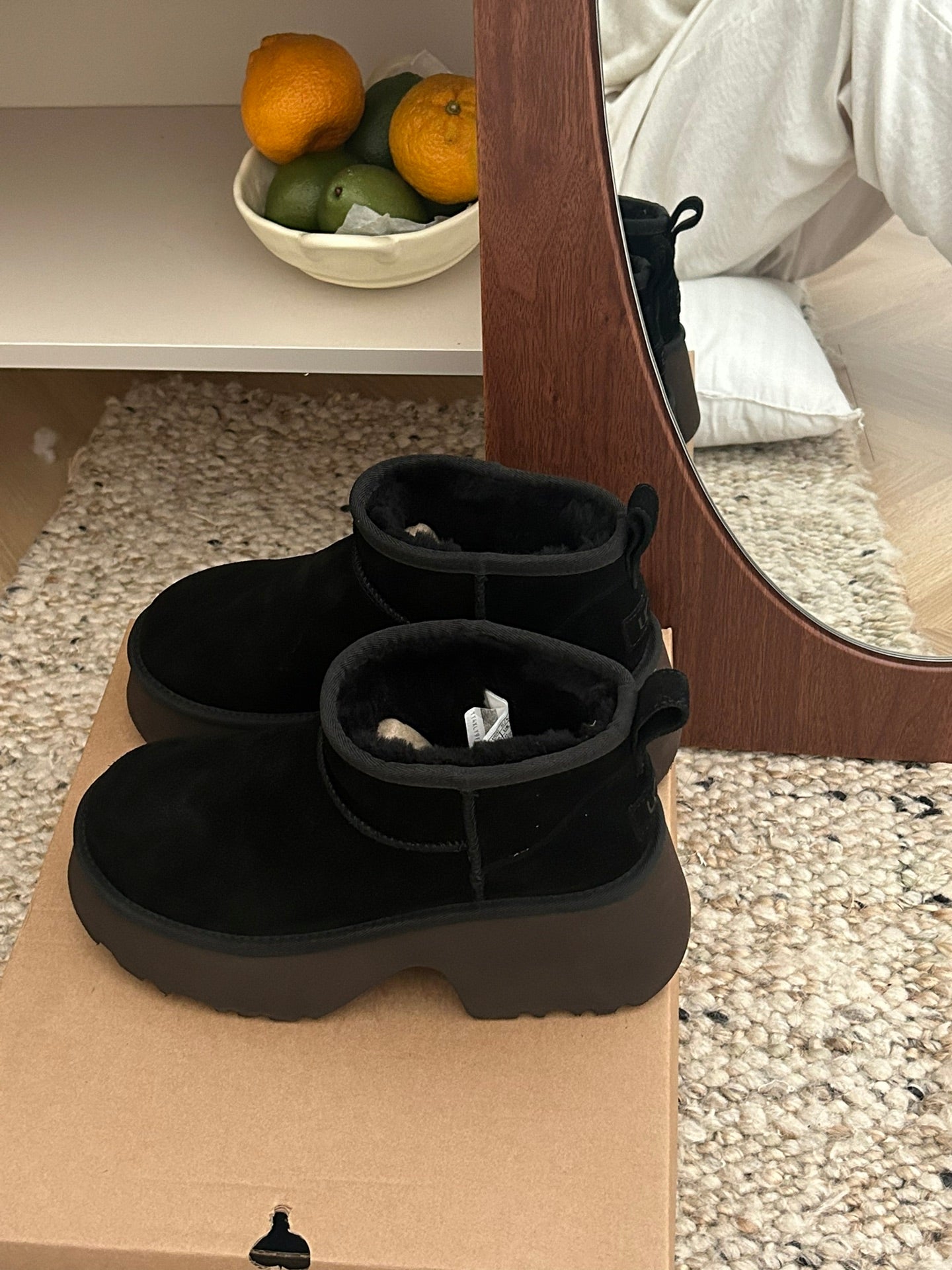 CLASSIC ULTRA MINI PLATFORM IN BLACK MIX CHOCOLATE BROWN SUEDE
