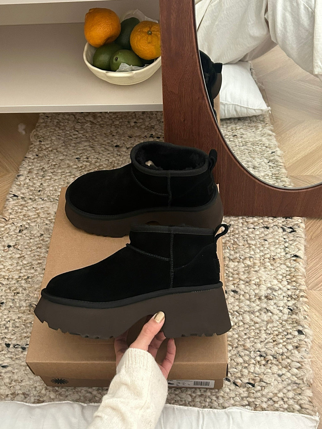 CLASSIC ULTRA MINI PLATFORM IN BLACK MIX CHOCOLATE BROWN SUEDE