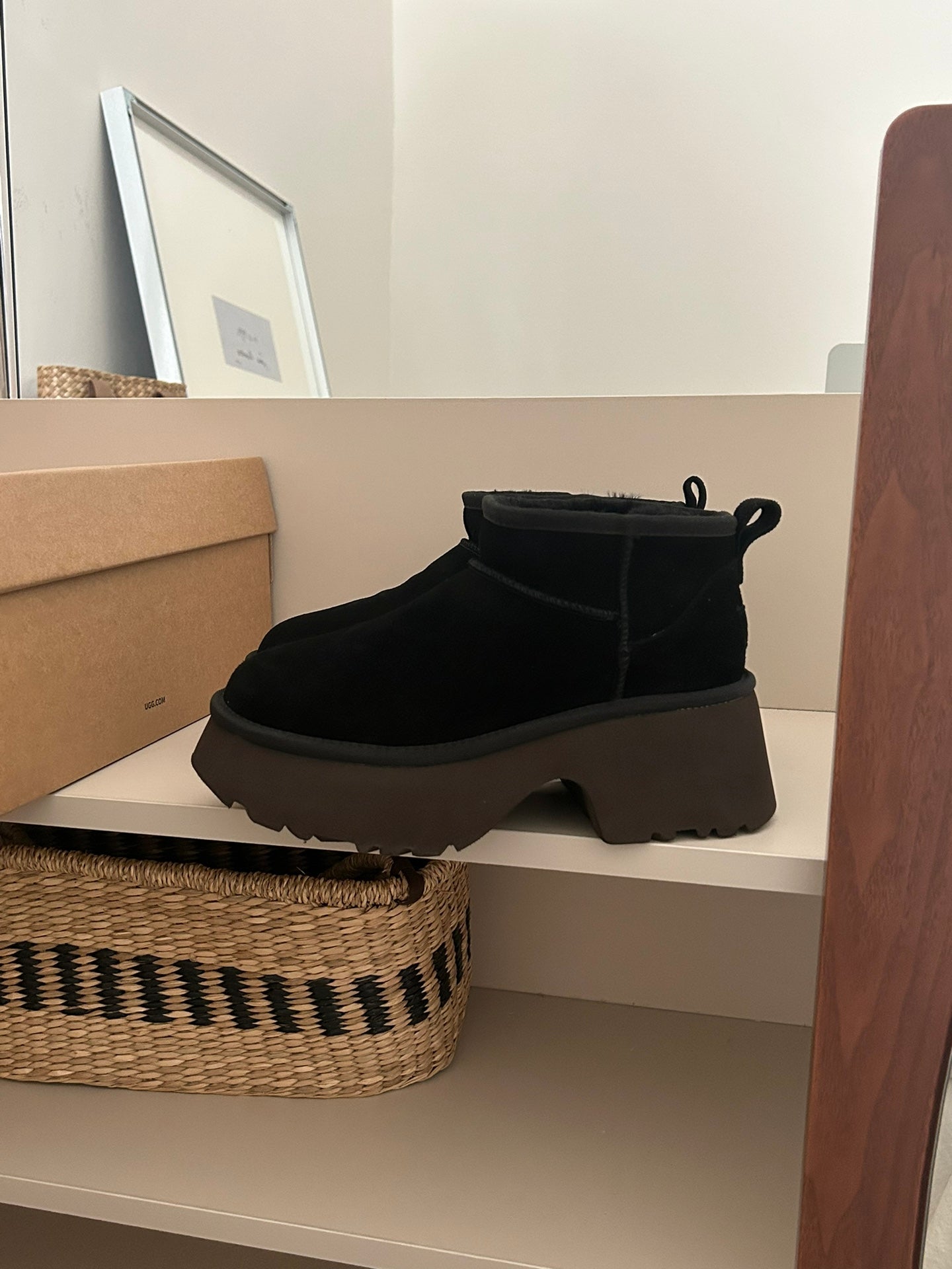 CLASSIC ULTRA MINI PLATFORM IN BLACK MIX CHOCOLATE BROWN SUEDE