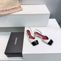 CHANEL 26S FLAT SLINGBACK IN WHITE LAMBSKIN WITH BLACK CAP TOE