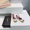 CHANEL 26S SLINGBACK 55 MM IN WHITE LAMBSKIN WITH GOLD CAP TOE