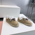 MIUMIU 26S LACE UP ESPADRILLE SNEAKERS IN LIGHT BROWN SUEDE ROPE SOLE