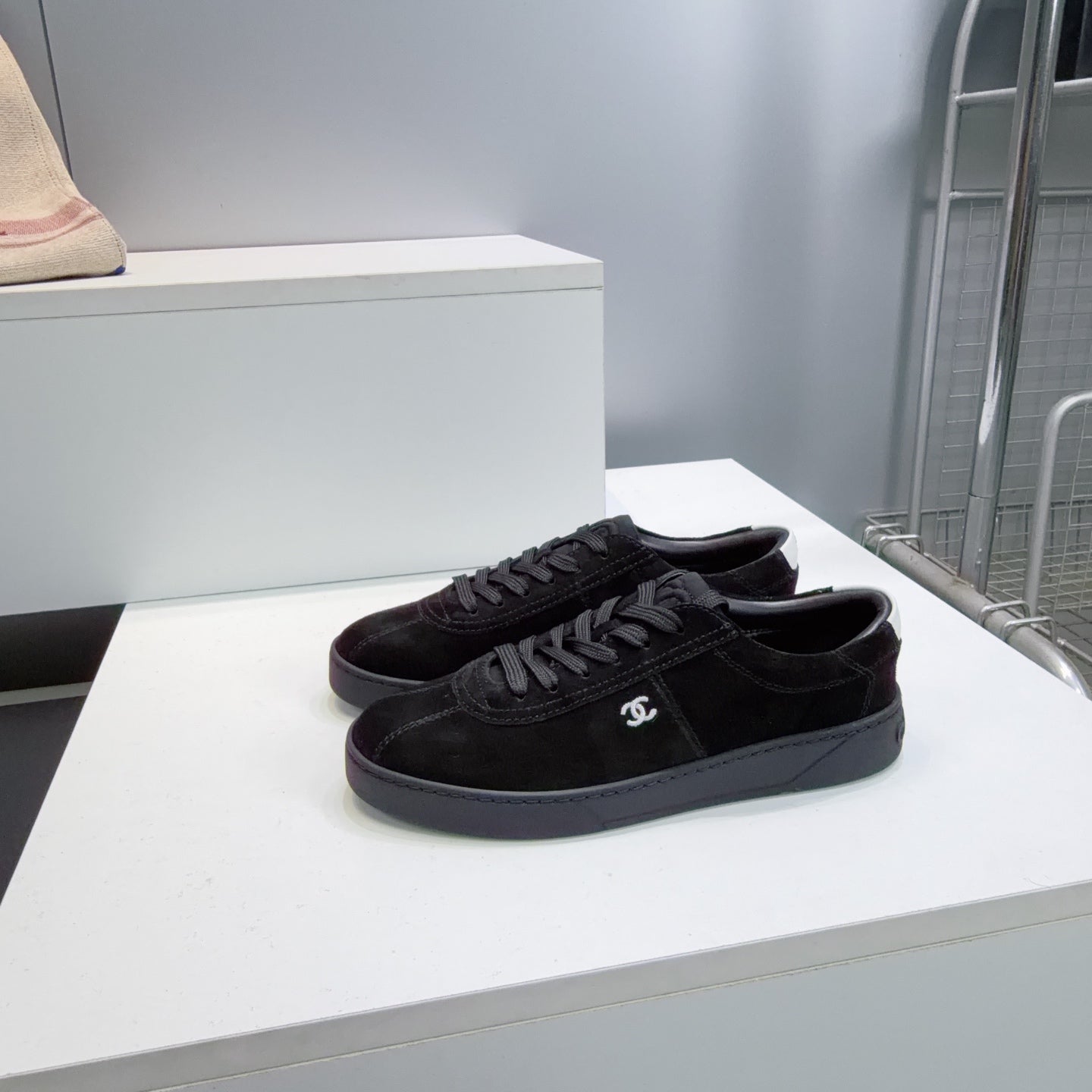 CHANEL 26S GUM SOLE SNEAKERS IN BLACK SUEDE