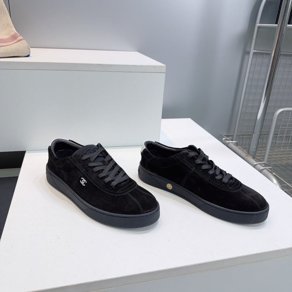 CHANEL 26S GUM SOLE SNEAKERS IN BLACK SUEDE