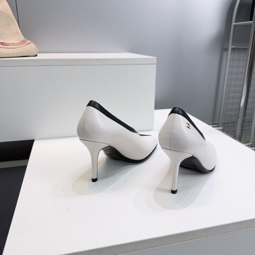 CHANEL 26S HIGH HEELS 100 MM IN WHITE CALFSKIN