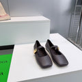 BOTTEGA VENETA 26S SQUARE-TOE MARY JANES IN DARK BROWN LAMBSKIN
