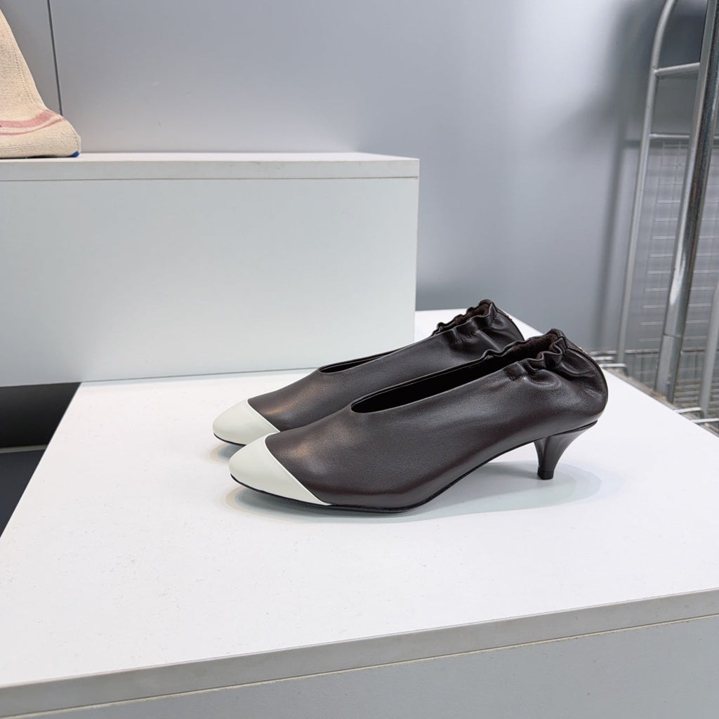26S COLOR-BLOCK HIGH HEELS 45 MM IN DARK BROWN LAMBSKIN