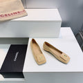 CHANEL 26S SQUARE-TOE BALLET FLATS IN BEIGE SUEDE