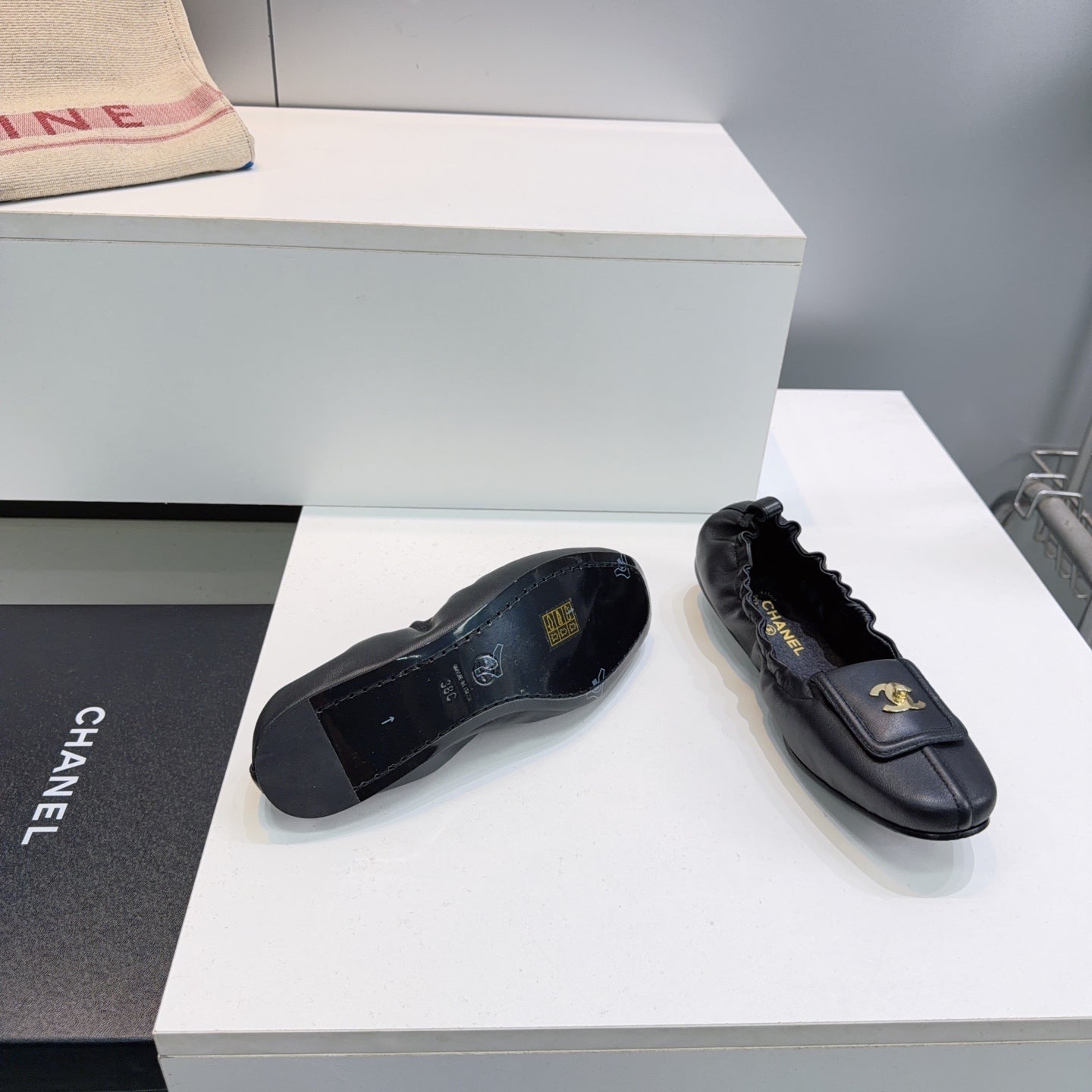 CHANEL 26S BALLERINA FLATS IN BLACK LAMBSKIN