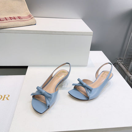 DIOR 26S BOW SLINGBACK SANDALS 45MM IN LIGHT BLUE CALFSKIN