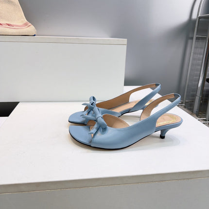 DIOR 26S BOW SLINGBACK SANDALS 45MM IN LIGHT BLUE CALFSKIN
