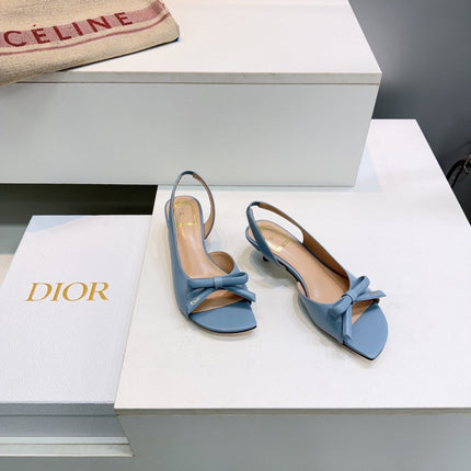 DIOR 26S BOW SLINGBACK SANDALS 45MM IN LIGHT BLUE CALFSKIN