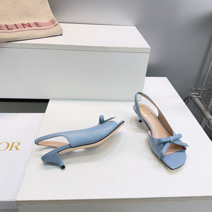 DIOR 26S BOW SLINGBACK SANDALS 45MM IN LIGHT BLUE CALFSKIN
