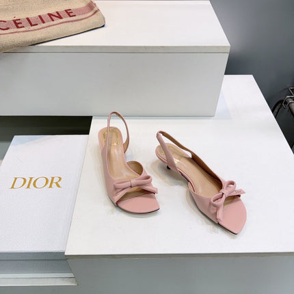 DIOR 26S BOW SLINGBACK SANDALS 45MM IN PINK CALFSKIN
