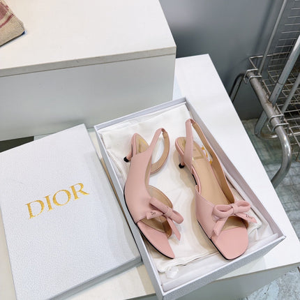 DIOR 26S BOW SLINGBACK SANDALS 45MM IN PINK CALFSKIN
