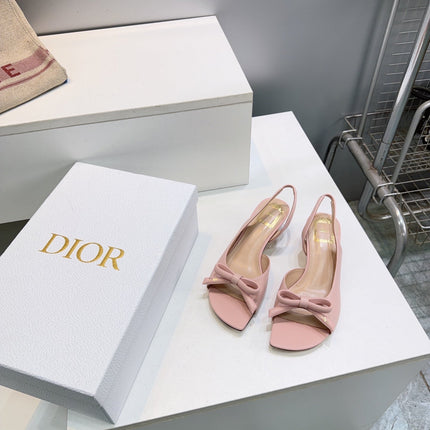 DIOR 26S BOW SLINGBACK SANDALS 45MM IN PINK CALFSKIN