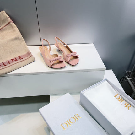 DIOR 26S BOW SLINGBACK SANDALS 45MM IN PINK CALFSKIN