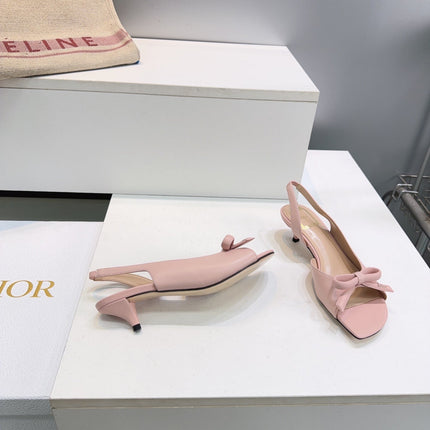 DIOR 26S BOW SLINGBACK SANDALS 45MM IN PINK CALFSKIN