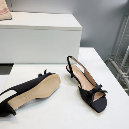 DIOR 26S BOW SLINGBACK SANDALS 45MM IN BLACK SATIN