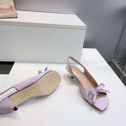 DIOR 26S BOW SLINGBACK SANDALS 45MM IN LIGHT PURPLE SATIN