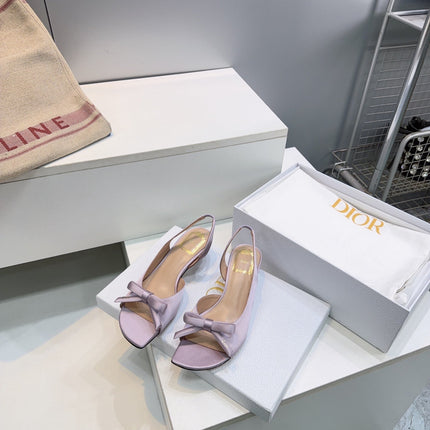 DIOR 26S BOW SLINGBACK SANDALS 45MM IN LIGHT PURPLE SATIN
