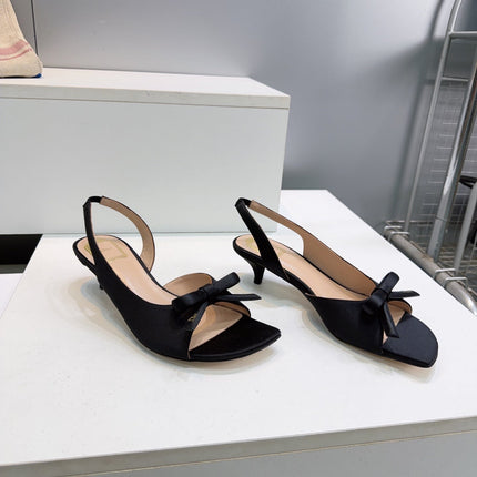 DIOR 26S BOW SLINGBACK SANDALS 45MM IN BLACK SATIN
