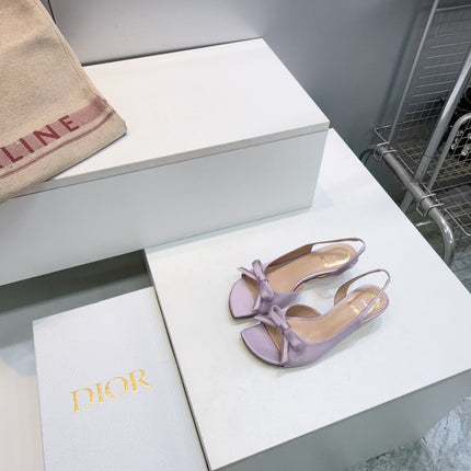 DIOR 26S BOW SLINGBACK SANDALS 45MM IN LIGHT PURPLE SATIN