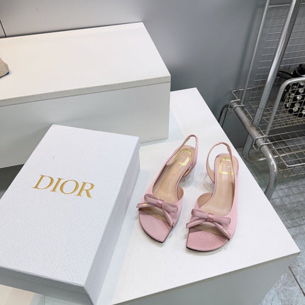 DIOR 26S BOW SLINGBACK SANDALS 45MM IN PINK SATIN