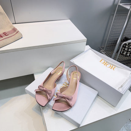 DIOR 26S BOW SLINGBACK SANDALS 45MM IN PINK SATIN