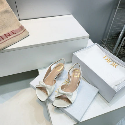 DIOR 26S BOW SLINGBACK SANDALS 45MM IN IVORY WHITE SATIN