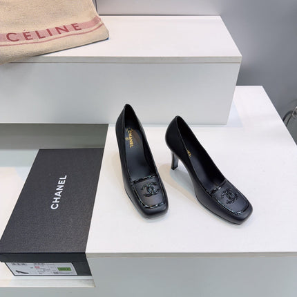 CHANEL 26S HIGH HEEL PUMPS 85 MM IN BLACK CALFSKIN