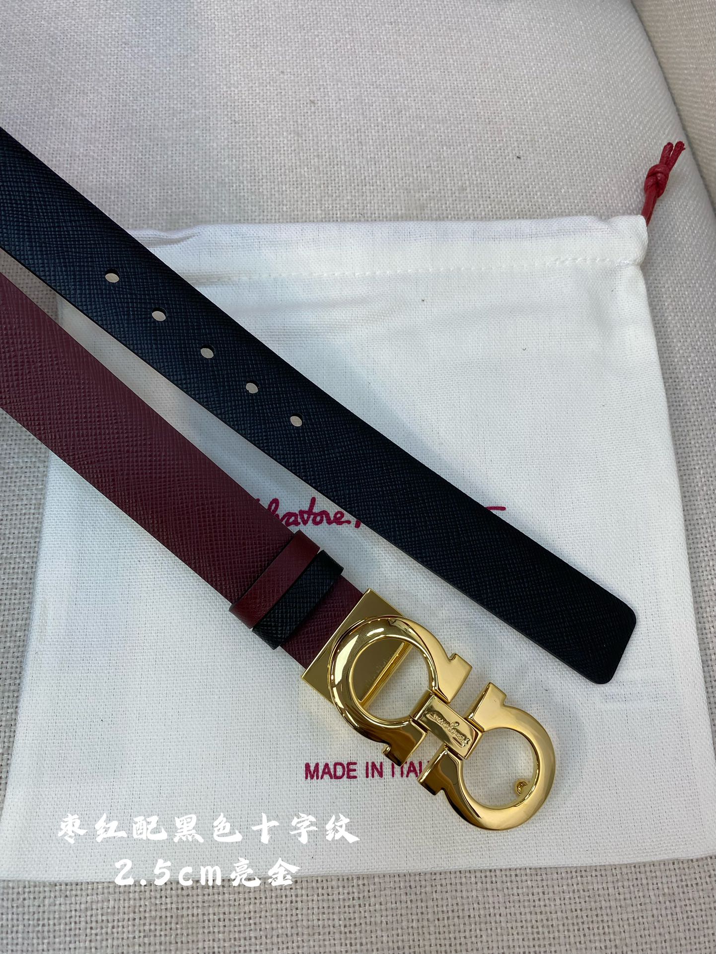 BELT 25MM IN BURGUNDY RED CALFSKIN 542774