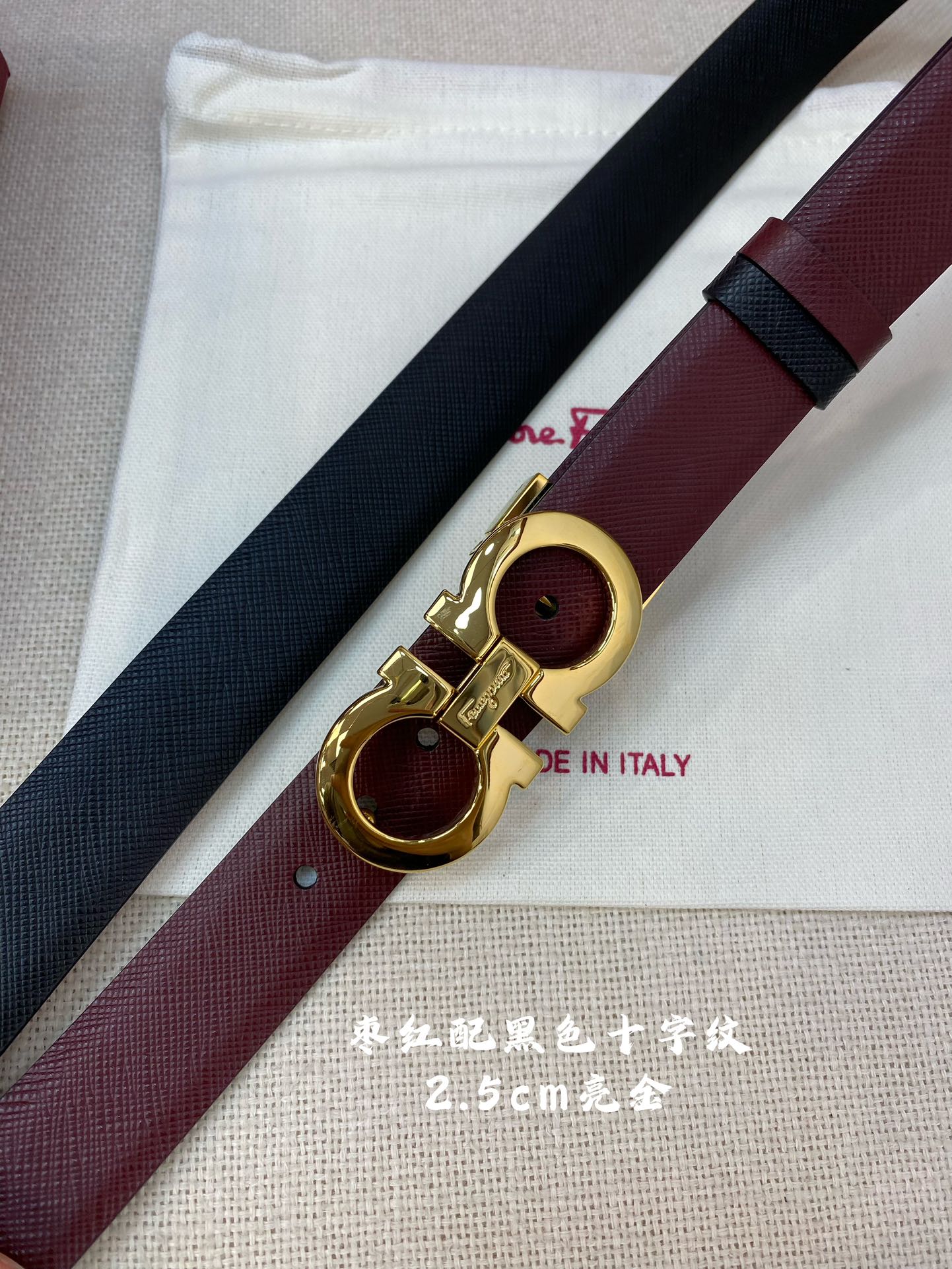 BELT 25MM IN BURGUNDY RED CALFSKIN 542774