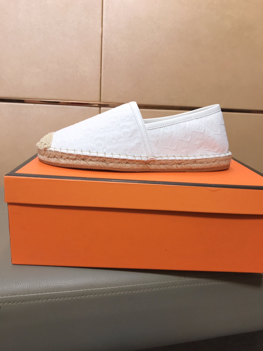 CD PARADISE ESPADRILLE LOAFER WHITE EMBOSSED CALFSKIN