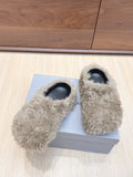 BALENCIAGA 25S MULES IN LIGHT BEIGE FAUX FUR